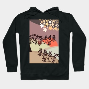 Quiet and peaceful night, cute owl snooze on the tree Hoodie